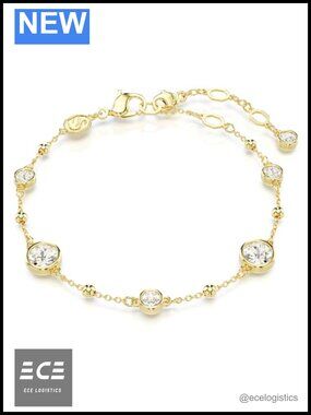 Swarovski Imber Crystal Gold-Tone Bracelet Lobster Clasp Adjustable Link